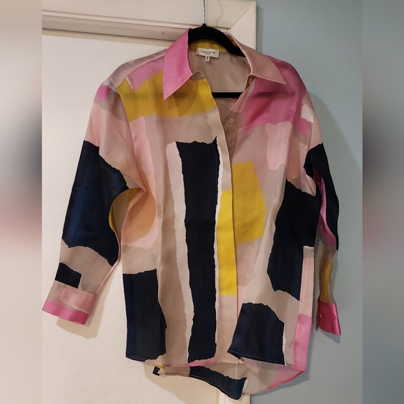 Lafayette 148 Oversized Printed Silk-satin Shirt-pink - Picture 4 of 11